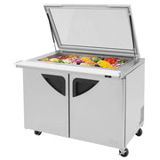Turbo Air TST-48SD-18-N-GL 48" 2 Door Mega Top Hinged Glass Lid Refrigerated Sandwich Prep Table - Donut-Equipment.com