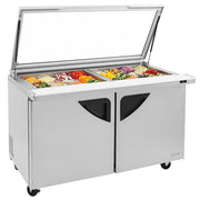 Turbo Air TST-60SD-24-N-GL 60" 2 Door Mega Top Hinged Glass Lid Refrigerated Sandwich Prep Table - Donut-Equipment.com