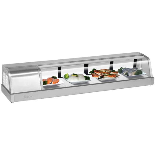 Turbo Air SAK-60L-N 60" Stainless Steel Curved Glass Refrigerated Display/Sushi Case - Left Side Compressor - Donut-Supplies.Com