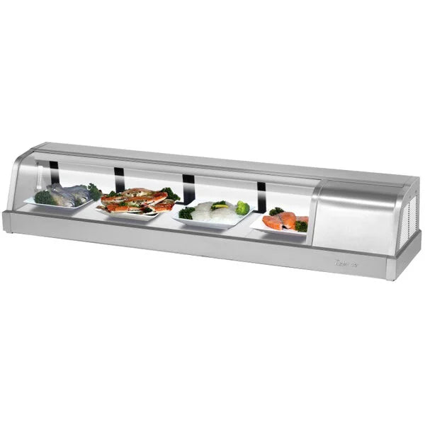 Turbo Air SAK-60R-N 60" Stainless Steel Curved Glass Refrigerated Display/Sushi Case - Right Side Compressor - Donut-Supplies.Com