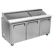 Turbo Air MST-72-N M3 Series 72" 3 Door Stainless Steel Refrigerated Sandwich Prep Table - Donut-Equipment.com