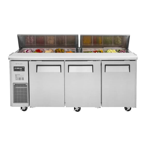 Turbo Air JST-72-N 71" 3 Door Side Mount Compressor Refrigerated Sandwich Prep Table - Donut-Equipment.com