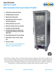 Cozoc HPC7011-C9F9 Heater/Proofer Cabinet, 1500 watts - Donut-Supplies.Com