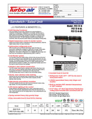 Turbo Air PST-72-N 72 5/8" PRO Series Sandwich/Salad Prep Table w/ Refrigerated Base - Donut-Equipment.com