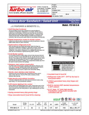 Turbo Air PST-60-G-N 60 1/4" PRO Glass Door Series Sandwich/Salad Prep Table w/ Refrigerated Base - Donut-Equipment.com