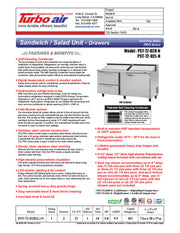 Turbo Air PST-72-D2R(L)-N 72 5/8" PRO Series Sandwich/Salad Prep Table w/ Refrigerated Base - Donut-Equipment.com