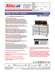 Turbo Air PST-48-18-D4-N 48" PRO Series Mega Top Sandwich/Salad Prep Table w/ Refrigerated Base - Donut-Equipment.com