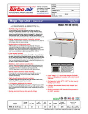Turbo Air PST-48-18-N-GL 48 1/4" PRO Series Mega Top Sandwich/Salad Prep Table w/ Refrigerated Base - Donut-Equipment.com