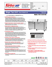 Turbo Air PST-72-30-N-DS 72 5/8" PRO Series Mega Top Dual Sided Sandwich/Salad Prep Table w/ Refrigerated Base - Donut-Equipment.com