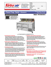 Turbo Air TPR-67SD-D4-N 67" 4 Drawer Pizza Prep Table - Donut-Equipment.com