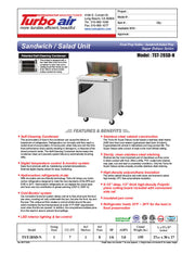 Turbo Air TST-28SD-N 28" 1 Door Refrigerated Sandwich Prep Table - Donut-Equipment.com