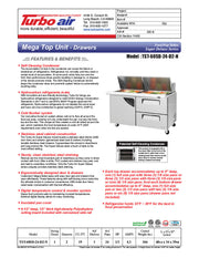 Turbo Air Super Deluxe TST-60SD-24-D2-N 60" 1 Door 2 Drawer Mega Top Refrigerated Sandwich Prep Table - Donut-Equipment.com