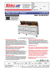 Turbo Air Super Deluxe TST-72SD-30-D6-N 72" 6 Drawer Mega Top Refrigerated Sandwich Prep Table - Donut-Equipment.com