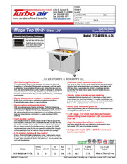 Turbo Air TST-48SD-18-N-GL 48" 2 Door Mega Top Hinged Glass Lid Refrigerated Sandwich Prep Table - Donut-Equipment.com