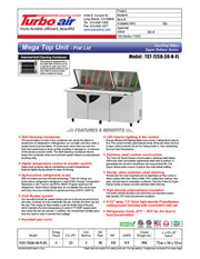 Turbo Air Super Deluxe TST-72SD-30-N-FL 72" 3 Door Mega Top Refrigerated Sandwich Prep Table with Flat Lid - Donut-Equipment.com
