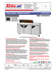 Turbo Air Super Deluxe TST-72SD-12S-N-LW 72" 3 Door Refrigerated Sandwich Prep Table with Left Work Station - Donut-Equipment.com