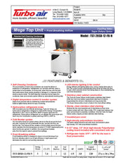 Turbo Air TST-28SD-12-FB-N 27 1/2" Super Deluxe Mega Top Sandwich/Salad Prep Table - Donut-Equipment.com