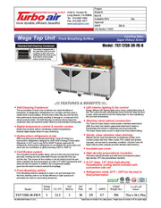 Turbo Air TST-72SD-30-FB-N 72 5/8" Super Deluxe Mega Top Sandwich/Salad Prep Table - Donut-Equipment.com