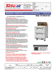 Turbo Air TST-28SD-D2-FB-N 27.50'' Refrigerated Sandwich / Salad Prep Table - Donut-Equipment.com
