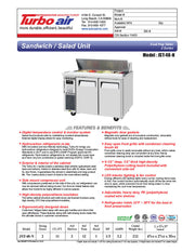 Turbo Air JST-48-N 48" 2 Door Side Mount Compressor Refrigerated Sandwich Prep Table - Donut-Equipment.com