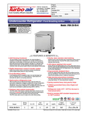 Turbo Air PUR-28-FB-N 27 1/2" W Undercounter Refrigerator w/ 1 Section Front Breathing - Donut-Equipment.com