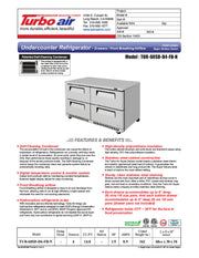 Turbo Air TUR-60SD-D4-FB-N 60 1/4" W Undercounter Refrigerator w/ 2 Sections, 4 Drawers & Front Breathing - Donut-Equipment.com