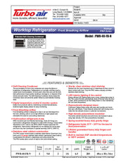 Turbo Air PWR-48-FB-N 48 1/4" Worktop Refrigerator w/ (2) Sections, 2 Solid Doors, Front Breathing - Donut-Equipment.com