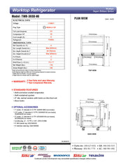 Turbo Air TWR-36SD-N6 36 1/4" Super Deluxe Worktop Refrigerator w/ (1) Section, 1 Solid Door - Donut-Equipment.com
