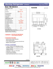 Turbo Air TWR-48SD-D4-N 48 1/4" Super Deluxe Worktop Refrigerator w/ (2) Sections, 4 Drawers - Donut-Equipment.com