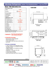 Turbo Air TWR-28SD-FB-N 27 1/2" Super Deluxe Worktop Refrigerator w/ (1) Section, 1 Solid Door, Front Breathing - Donut-Equipment.com