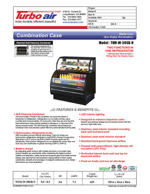 Turbo Air TOM-W-50SB-N 50 7/8" Black Horizontal Open Air Cooler w/ (4) Levels – Wide Display Merchandiser, 115v - Donut-Supplies.Com