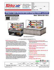 Turbo Air TOM-60L-UFD-S-3SI-N 60" Drop-In Horizontal Open Air Cooler w/ (3) Levels – Stainless Steel Exterior, 115v - Donut-Equipment.com