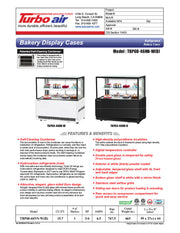 Turbo Air TBP60-46NN-B 59" Straight Glass Full-Service Bakery Display Case, 2 Levels, Black Exterior, 115v - Donut-Equipment.com