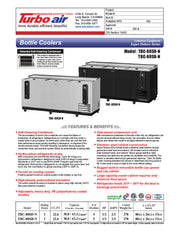 Turbo Air TBC-80SB-N 80 1/2" Forced Air Bottle Cooler - Holds (739) 12 oz Bottles, Black Laminated Exterior, 115v - Donut-Equipment.com