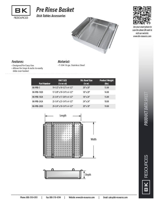 BK Resources 72" Left-Side Rinse Table Kit, 16-Gauge Stainless Steel - Donut-Equipment.com