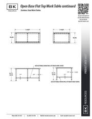 BK Resources 36" x 24" 18 Gauge Stainless Steel Work Table with Open Base – Prep Table - Donut-Equipment.com