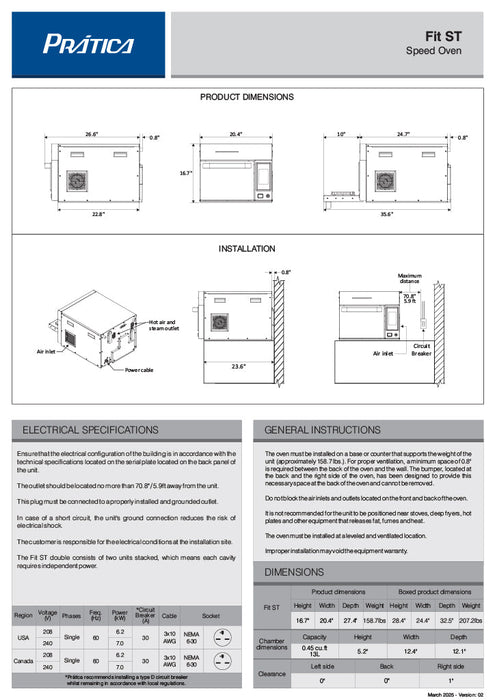 Prática FIT ST Black Single Electric Ventless High-Speed Commercial Speed Oven, Countertop Design - Donut-Equipment.com