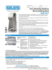 Giles FSH-2A-99 Freestanding Ventless Recirculating Hood System, 3-Stage Filtration, 208-240V/60Hz/1PH - Donut-Equipment.com
