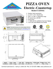 Comstock-Castle CCEPO16 23" Countertop Electric Deck/Pizza Oven, Single Deck, Stainless Steel, 120v - Donut-Supplies.Com
