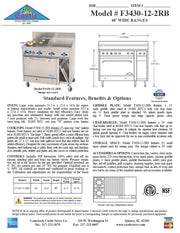 Comstock-Castle F3430-12-2RB 48" Gas Restaurant Range, 2 Open Burners, 12" Griddle, 24" Charbroiler, Single Standard Oven, Stainless Steel Front, 148,000 BTU - Donut-Supplies.Com