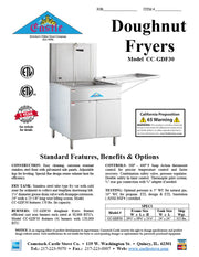 Comstock-Castle CC-GDF30 30" Gas Floor Model Donut Fryer, 24" x 24" Fry Pot, 150–210 lb. Fat Capacity, Thermostatic Controls, Stainless Steel Front, 120,000 BTU - Donut-Supplies.Com