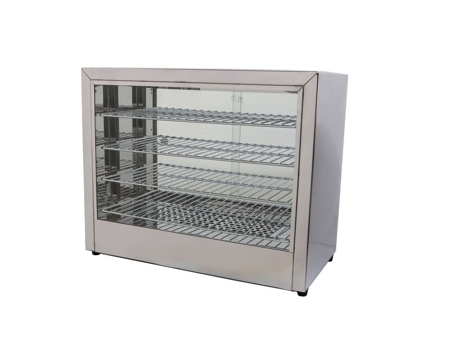 Omcan 25″ Countertop Display Warmer – 4-Shelf Full-Service Heated Merchandiser Display Case with Rear Access Doors