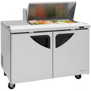 Turbo Air Super Deluxe TST-48SD-08S-N-LW 48" 2 Door Refrigerated Sandwich Prep Table with Left Work Station - Donut-Equipment.com