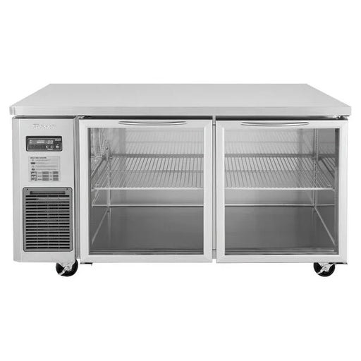 Turbo Air JUR-60-G-N J Series 60" Glass Door Undercounter Refrigerator w/ 2 Sections & Side Mounted Compressor - Donut-Supplies.Com