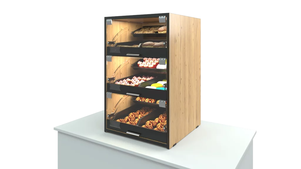Palram Countertop Bakery Display Case with Illuminated Soft-Close Drawers & Tempered Glass – 21"W x 32"H x 20"D - Donut-Equipment.com
