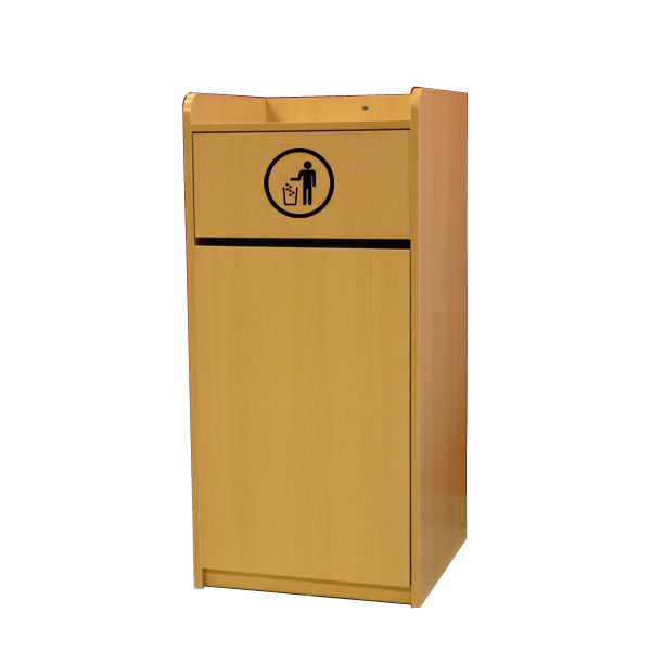 Omcan Trash Receptacle for 36 Gallon Bin – Natural Wood Commercial Waste Bin Enclosure, Durable Foodservice Use