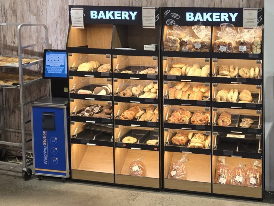 Palram Bakery Backwall Display Case with Upper & Lower Open Storage Compartments – 40"W x 78"H x 20"D - Donut-Equipment.com
