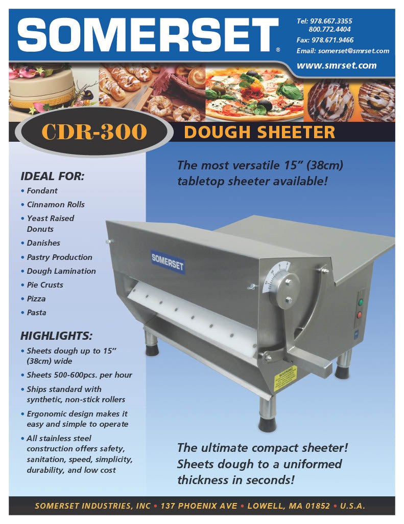 CDR-300 Dough Sheeter 15" wide Table-Top Sheeter - Donut-Supplies.Com