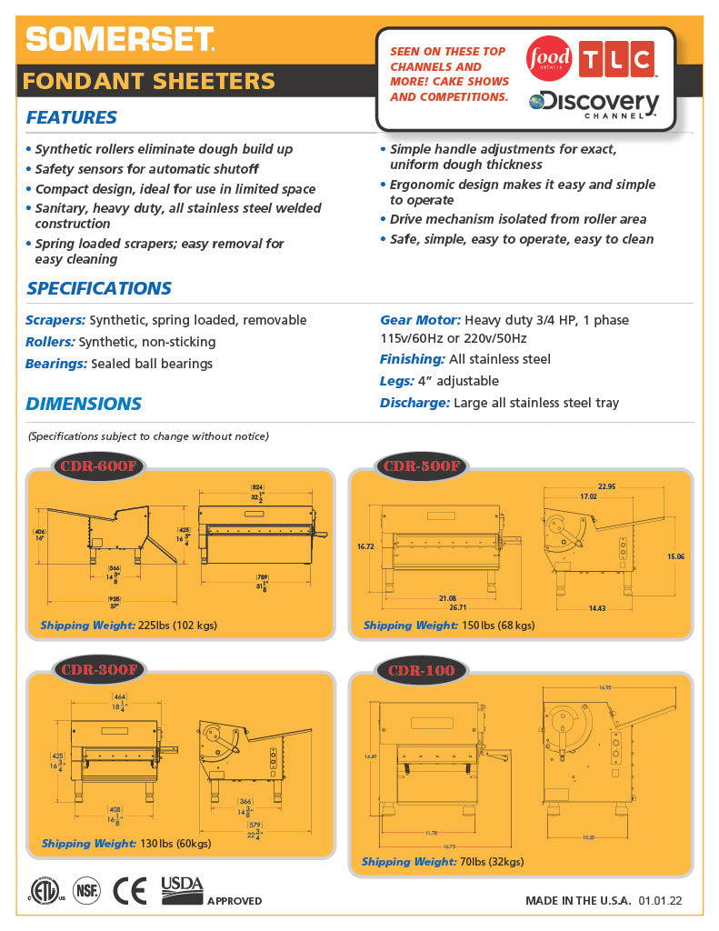CDR-500F Fondant Sheeter - Donut-Supplies.Com