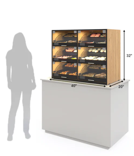 Palram Countertop Bakery Display Case with Illuminated Soft-Close Drawers & Tempered Glass – 40"W x 32"H x 20"D - Donut-Equipment.com